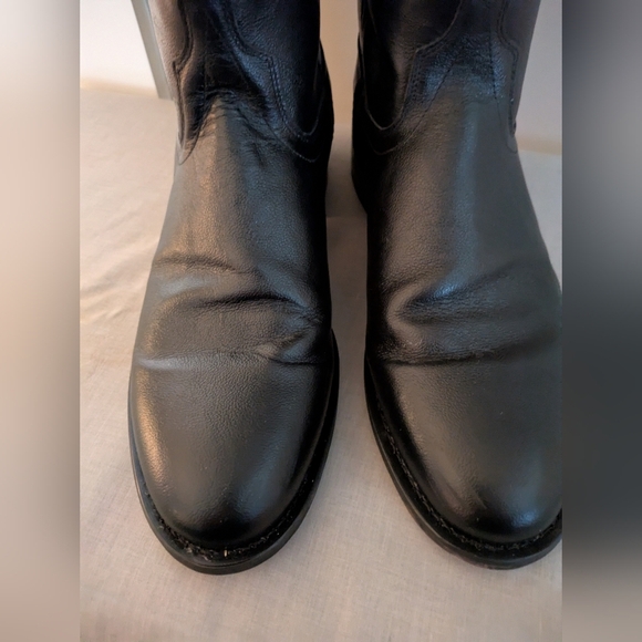Old West Black Leather Boots 10 Mens - Picture 6 of 8